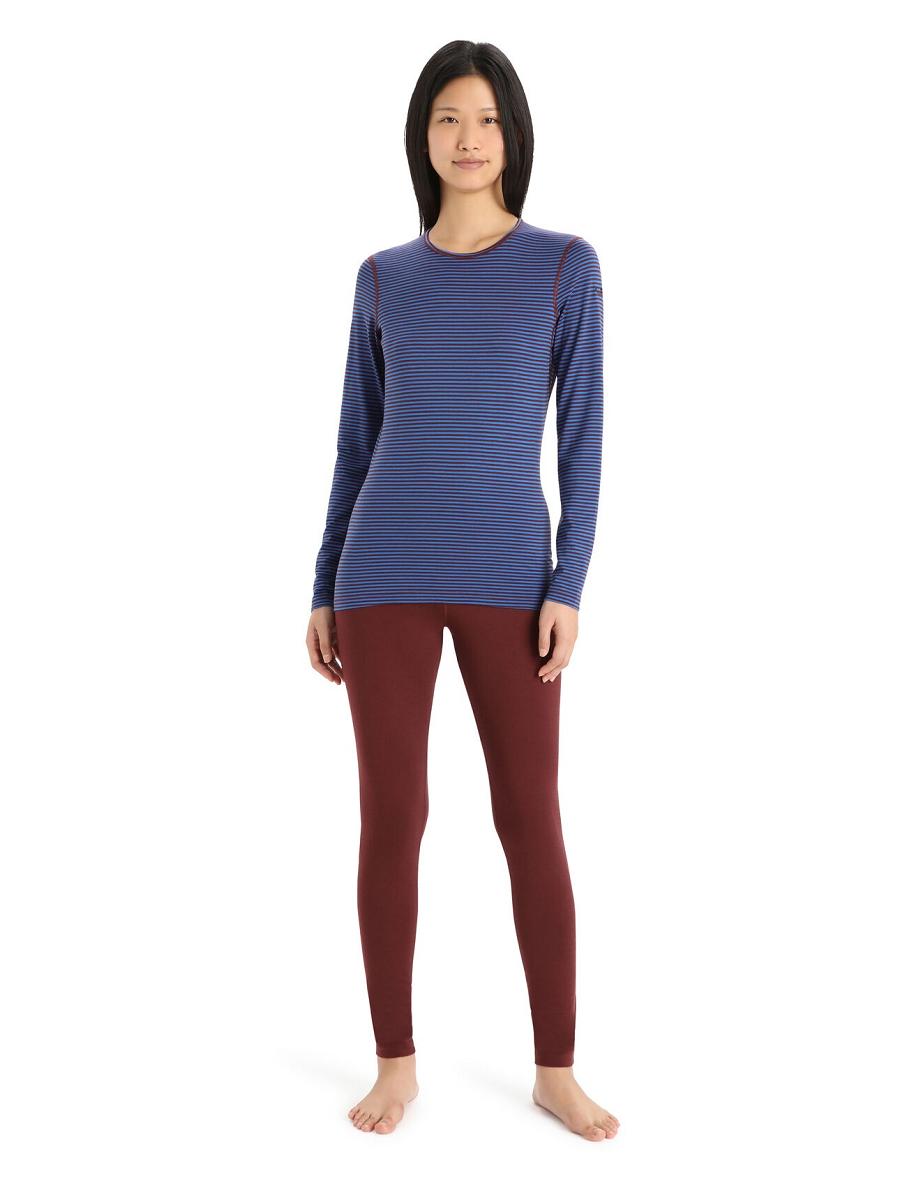 Base Layers Icebreaker Merino 200 Oasis Long Sleeve Crewe Thermal Top Damskie Niebieskie | PL 1021OKIR